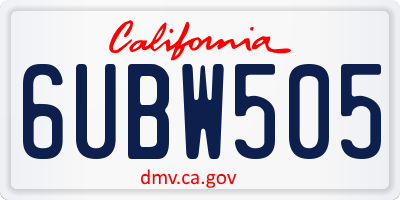 CA license plate 6UBW505