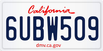 CA license plate 6UBW509