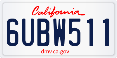 CA license plate 6UBW511