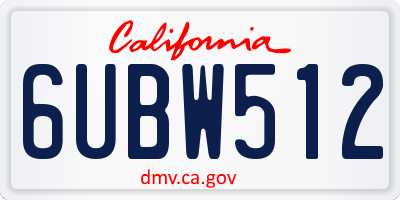 CA license plate 6UBW512