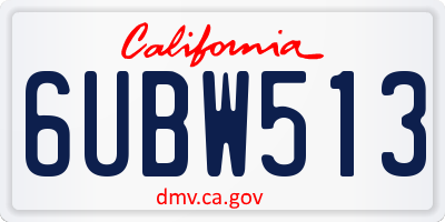 CA license plate 6UBW513