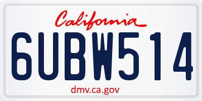 CA license plate 6UBW514