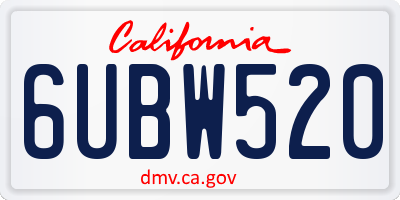 CA license plate 6UBW520