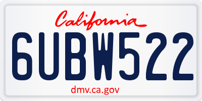 CA license plate 6UBW522