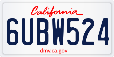 CA license plate 6UBW524