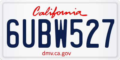 CA license plate 6UBW527