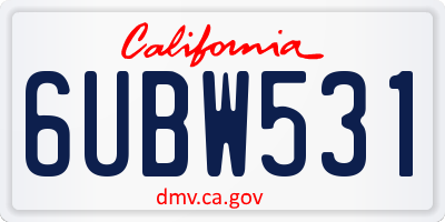 CA license plate 6UBW531