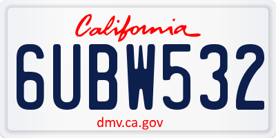 CA license plate 6UBW532