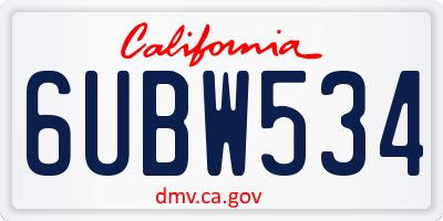 CA license plate 6UBW534