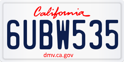 CA license plate 6UBW535