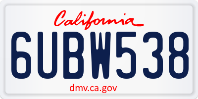 CA license plate 6UBW538