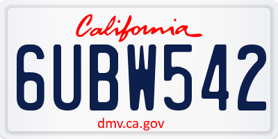 CA license plate 6UBW542