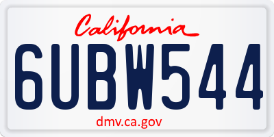 CA license plate 6UBW544