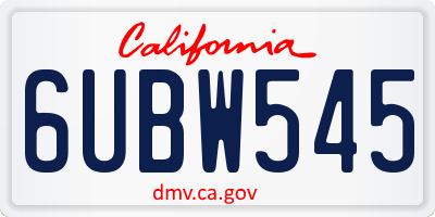 CA license plate 6UBW545