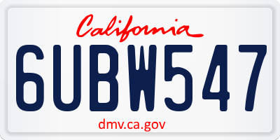 CA license plate 6UBW547