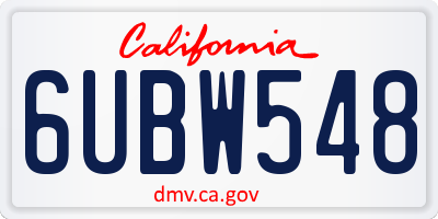 CA license plate 6UBW548