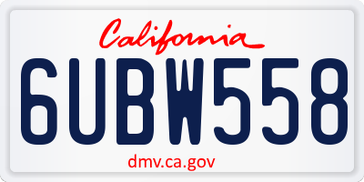 CA license plate 6UBW558