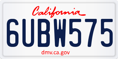 CA license plate 6UBW575