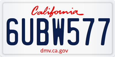 CA license plate 6UBW577