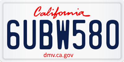 CA license plate 6UBW580