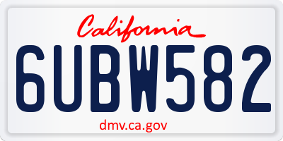 CA license plate 6UBW582