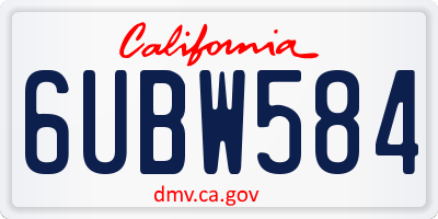 CA license plate 6UBW584