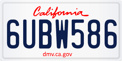 CA license plate 6UBW586