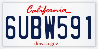 CA license plate 6UBW591