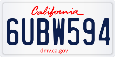 CA license plate 6UBW594