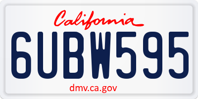 CA license plate 6UBW595