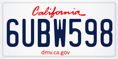CA license plate 6UBW598