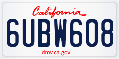 CA license plate 6UBW608