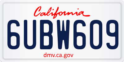 CA license plate 6UBW609
