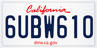 CA license plate 6UBW610