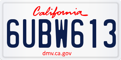 CA license plate 6UBW613