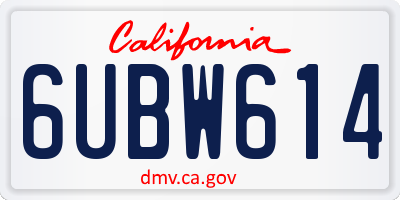 CA license plate 6UBW614