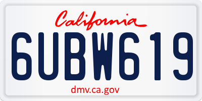 CA license plate 6UBW619