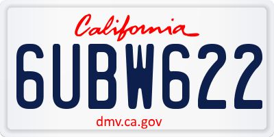 CA license plate 6UBW622