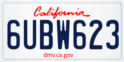 CA license plate 6UBW623