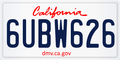 CA license plate 6UBW626