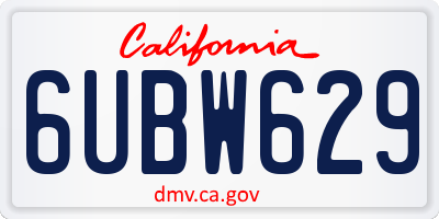 CA license plate 6UBW629