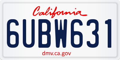 CA license plate 6UBW631
