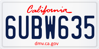 CA license plate 6UBW635