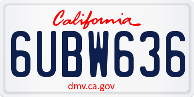 CA license plate 6UBW636