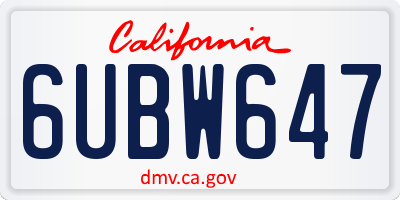CA license plate 6UBW647