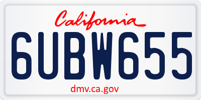 CA license plate 6UBW655