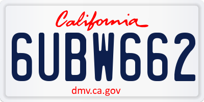 CA license plate 6UBW662