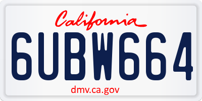 CA license plate 6UBW664