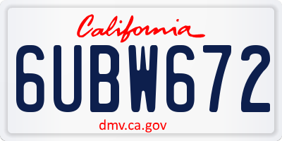 CA license plate 6UBW672