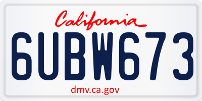 CA license plate 6UBW673